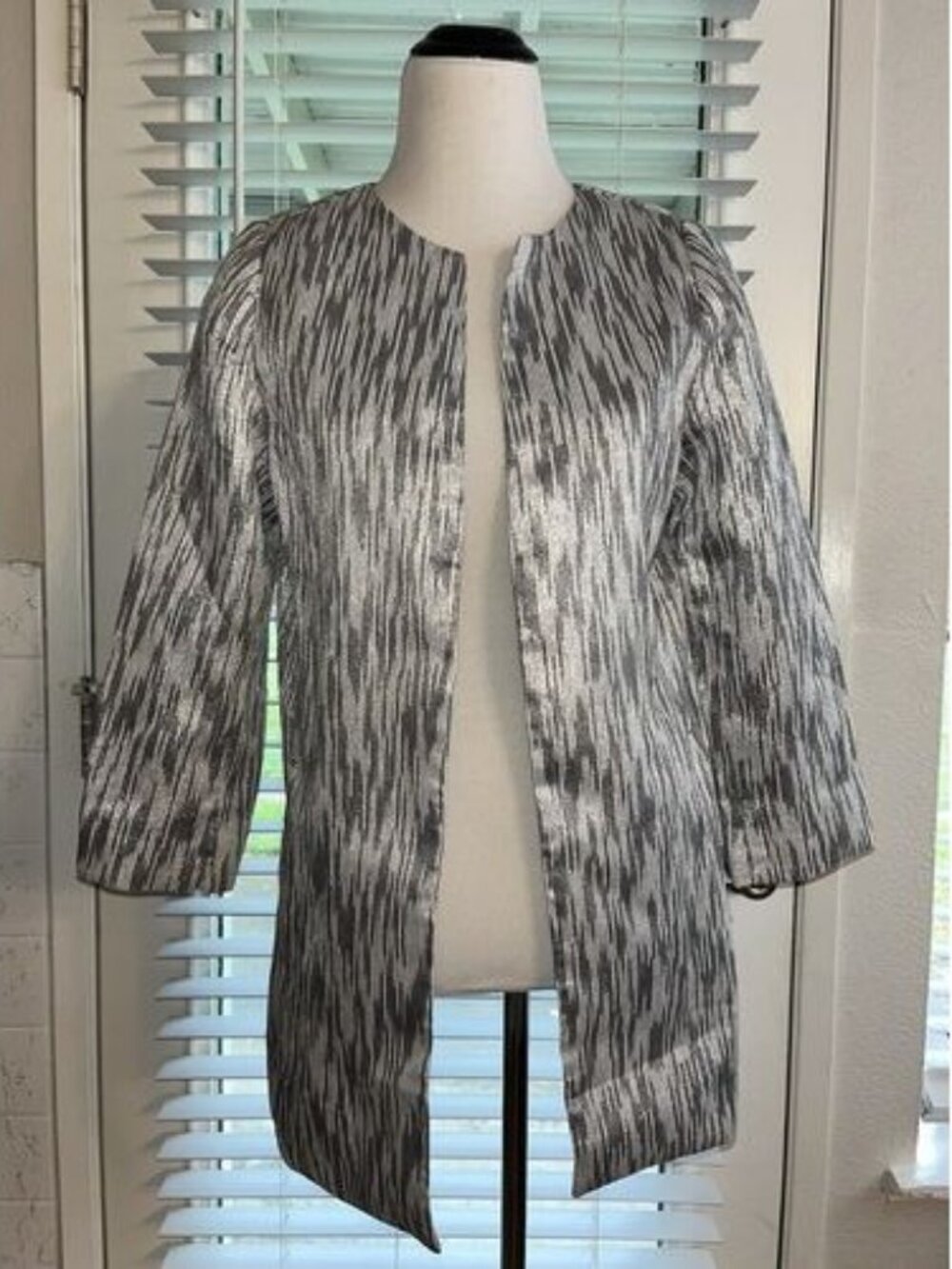 Chico's Silver and Black Striped‎ Jacket